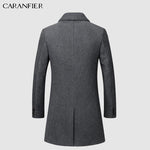 Winter Wool Jacket Plus Velvet Men High Quality Middle-aged Outwear Casual Slim Collar Long Cotton Collar Trench Coat Chittili
