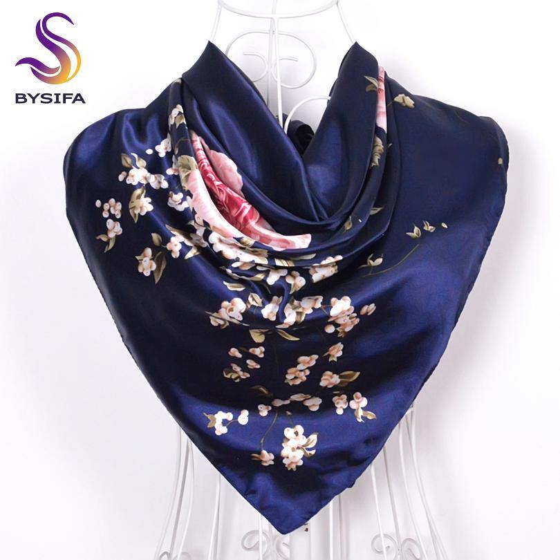 Mulberry Silk Scarf, Women's Scarf, Leshy Navy Blue Scarf, Xl Silk Scarf,  Gift for Her, Hand Illustrated Scarf -  Canada