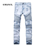 Mens Skinny Jean Distressed Slim Elastic Jeans Denim Biker Jeans Hip hop Pants Washed Ripped Jeans plus size 28-42,YA558 Chittili