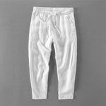 Spring summer 100% linen pants men brand trousers men ankle-length pants mens loose elastic waist wide leg trousers mens 30-40 Chittili