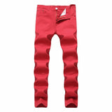 Man Jeans Color Denim Stretch Twill Skinny Slim Chino Pants For Men 2017 Autumn Casual Pants Men Sweat Pants Khaki Black Red WHT Chittili