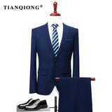 TIAN QIONG 2018 Men Business Suit Slim fit Classic Male Suits Blazers Luxury Suit Men Two Buttons 2 Pieces(Suit jacket+pants) freeshipping - Chittili