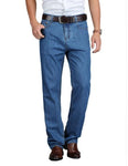 Cotton Summer Men Classic Blue Jeans Straight Long Denim Pants Chittili