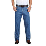 Cotton Summer Men Classic Blue Jeans Straight Long Denim Pants Chittili