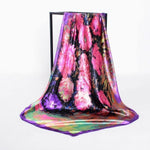 Elegent Women Large Square Silk Scarf Printed,90*90cm Fashion Spring And Autumn Grey And Purple Polyester Silk Scarf Shawl Chittili