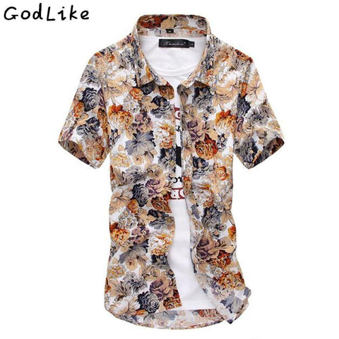 High quality printed cotton men's flower patter shirt freeshipping - Chittili