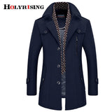 Holyrising Men Coat Wool Overcoat Turn Collar Warm Jackets Woolen Men Coats And Blends With Scarf Breathable Outwear 18423-5 freeshipping - Chittili