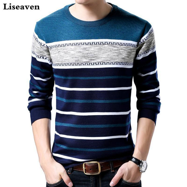 Liseaven Brand Casual Sweater O Neck Slim Fit Knitting Mens