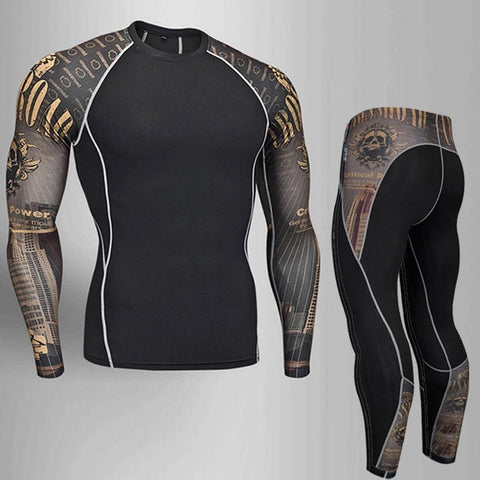 Man Compression Tights Leggings Men's Sports Suit Jogging Suits Gym Training T-shirt MMA Rash Guard Male Compression Cothing Chittili