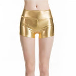 Mid Waist Summer Shorts Metallic Spandex Shiny Shorts Chittili