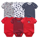 6pcs/lot Baby Bodysuit Fashion body Suits Short Sleeve Newborn Infant Jumpsuit Cartoon kids baby girl clothes Chittili
