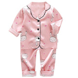 LJW Children's pajamas set Baby suit Kids Clothes Toddler Boys Girls Ice silk satin Tops Pants Set home Wear Kids pajamas Chittili