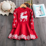 Girls Christmas Dress Knitting Sweater Dress for Girls Winter Dress Autumn Full Sleeve Elk Deer Printing Girl Clothes New Year Chittili