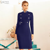 Adyce 2022 New Winter Women&#39;s Fashion Long Sleeve Bandege Dress Sexy Buttons Celebrity Evening Runway Party Club Bodycon Dresses Chittili
