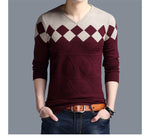 Mwxsd brand Men casual argyle plaid pullover sweater autumn mens slim fit jumpers hombre male cotton sweater pull homme 4xl Chittili