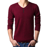 M-4XL Winter Henley Neck Sweater Men Cashmere Pullover Christmas Sweater Mens Knitted Sweaters Pull Homme Jersey Hombre 2018 Chittili