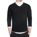 Pullover Men V-neck Casual Long Sleeve Sweaters Chittili