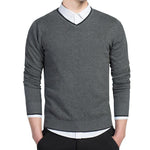 Pullover Men V-neck Casual Long Sleeve Sweaters Chittili