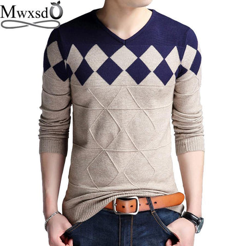 Mwxsd brand Men casual argyle plaid pullover sweater autumn mens slim fit jumpers hombre male cotton sweater pull homme 4xl Chittili