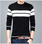 Mwxsd brand Men casual striped cotton pullover sweater high quality mens slim fit jumpers male cotton Christmas sweater Chittili