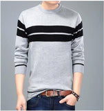 Mwxsd brand Men casual striped cotton pullover sweater high quality mens slim fit jumpers male cotton Christmas sweater Chittili