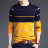 Mwxsd Casual Men's winter O-Neck Striped pullover Sweaters Slim Fit Knitting Mens cotton Sweaters High Quality male Pullovers Chittili