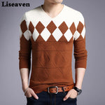 Liseaven Men Pullovers Cashmere Wool Sweater Long Sleeve Tops Christmas Sweaters Male Pullover Tops Chittili