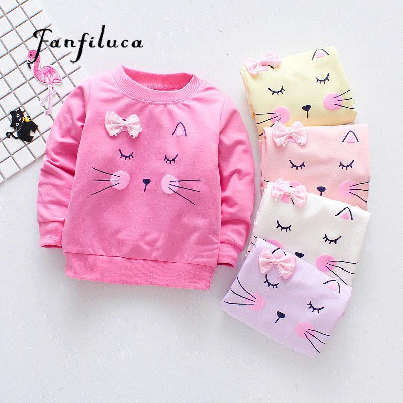 Cute Cat Design Printed Long Sleeve Tee Womens And Long Sleeves For Girls  Full Cotton Fashion Tops For Babies And Children G1224 From Catherine006,  $11.93