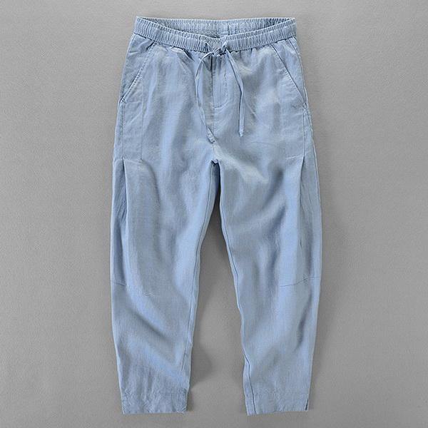 Bohio Mens 100% Linen Pants - White Flat-Front Drawstring Pant (S ~ 3XL) -  MLP19 | eBay