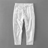 Spring summer 100% linen pants men brand trousers men ankle-length pants mens loose elastic waist wide leg trousers mens 30-40 Chittili