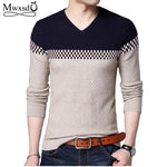 Mwxsd 2018 Winter New Arrivals Thick Warm Sweaters V-Neck  Wool Sweater Men Brand-Clothing Knitted Cashmere Pullover Men 66203 Chittili