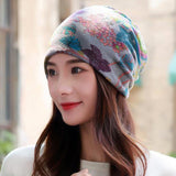 LongKeeper New Women Hat Polyester Adult Casual Snowflake Women's Hats Spring Autumn Female Cap Scarf Fashion Beanies Chittili