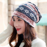 LongKeeper New Women Hat Polyester Adult Casual Snowflake Women's Hats Spring Autumn Female Cap Scarf Fashion Beanies Chittili