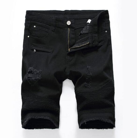 Distressed Men Denim skinny Jeans Shorts Black White Plus Size Ripped Biker Shorts Jeans Rasgado Masculino Summer Pants Chittili