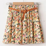 Chiffon Mini Skirts Print A-line Pleated With Lining Chittili