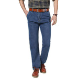 100% Cotton High Waist Male Straight Jeans Denim Men Classic Trousers Chittili
