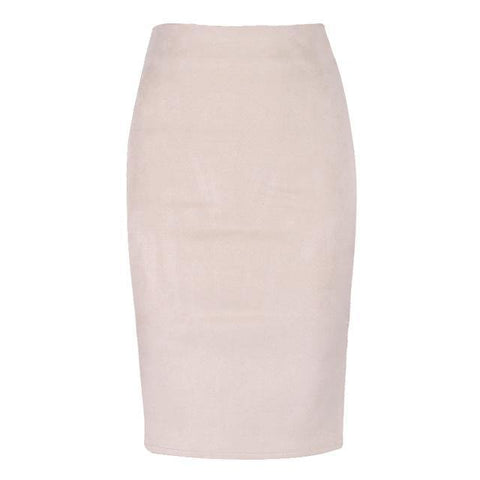 Fashion Empire Skirts 2018 Spring Faux Suede Pencil Skirt High Waist Bodycon Split Thick Stretchy Skirts Chittili