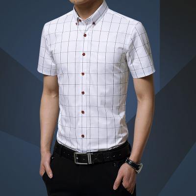 Men Shirt Men's Shorts Sleeve Slim Fit Checkered   Dress Shirt 2018 Summer Camisa Social Masculina Chemise Homme Chittili